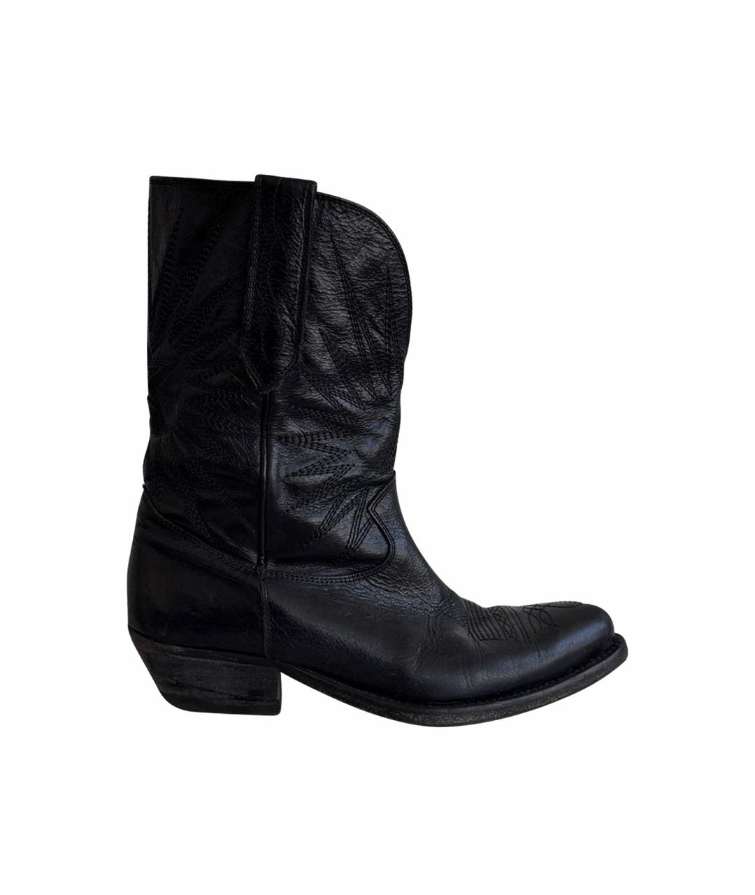 GOLDEN GOOSE DELUXE BRAND Черные кожаные полусапоги, фото 1