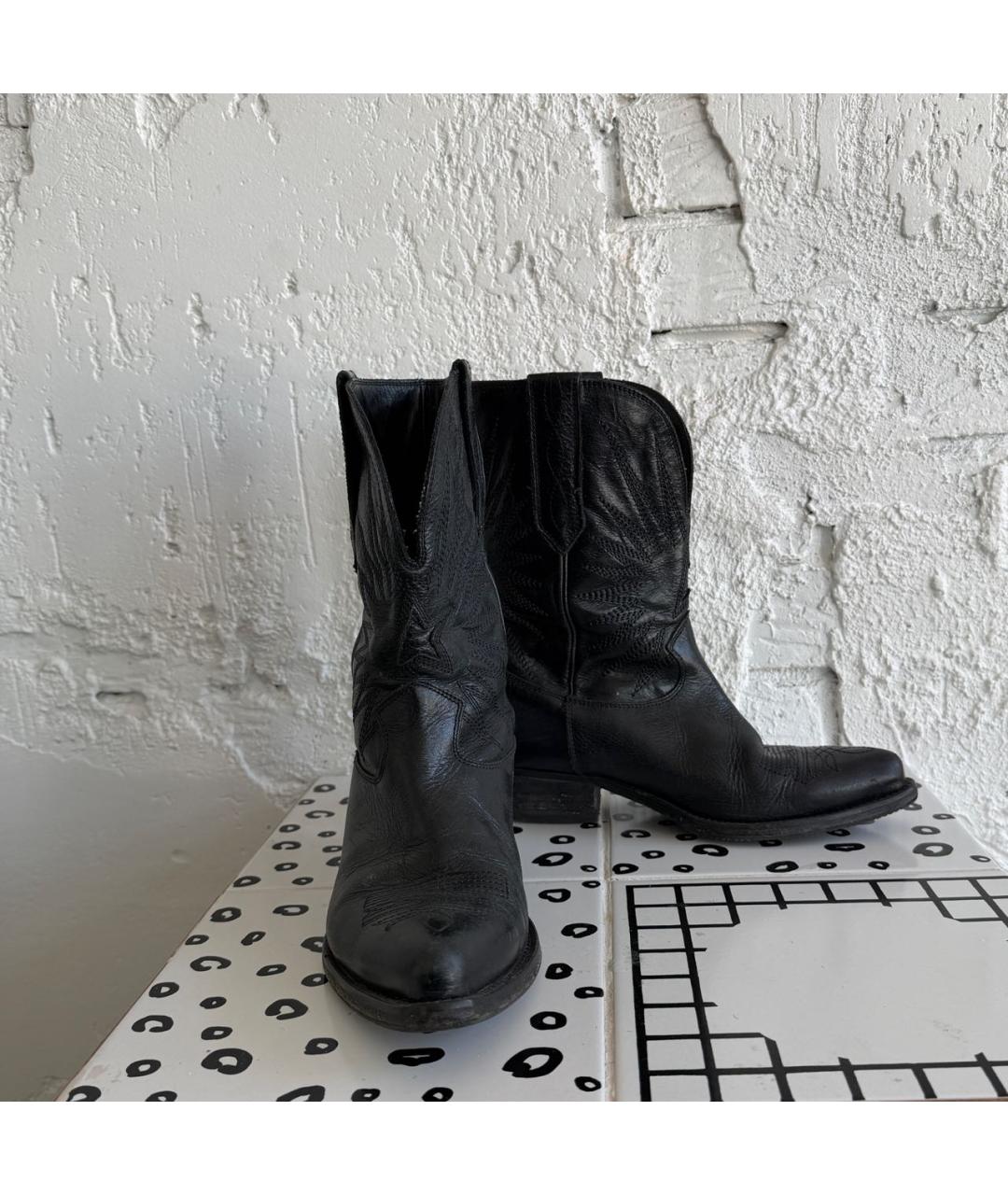GOLDEN GOOSE DELUXE BRAND Черные кожаные полусапоги, фото 6