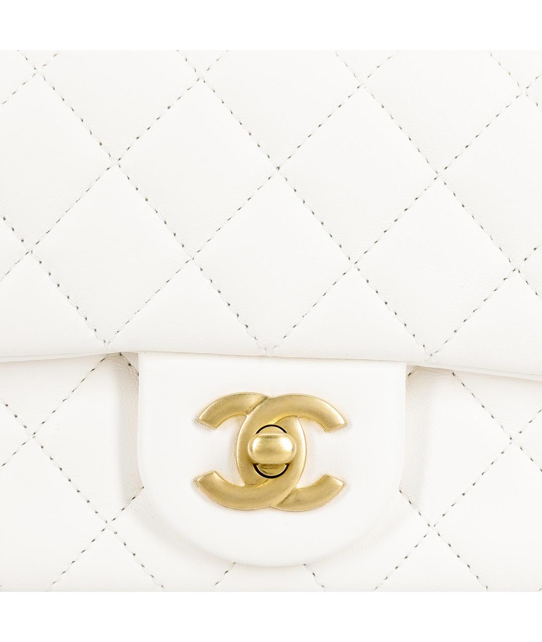 CHANEL Белая кожаная сумка через плечо, фото 5