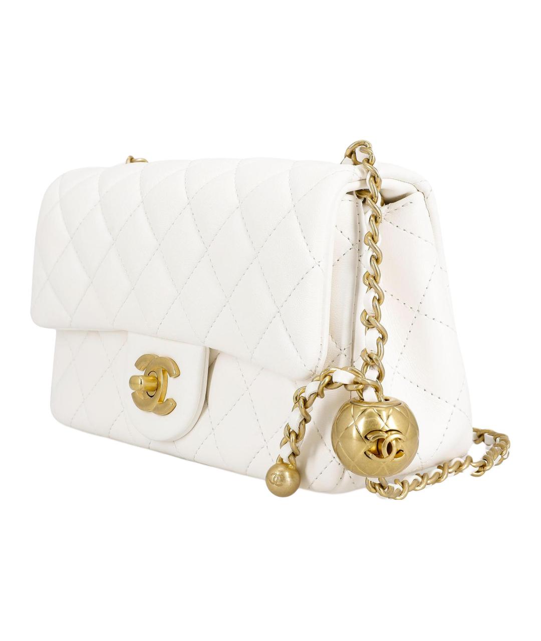 CHANEL Белая кожаная сумка через плечо, фото 2
