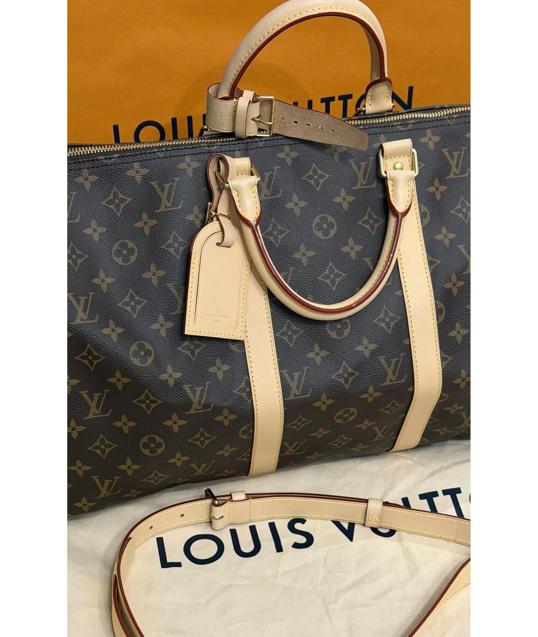 LOUIS VUITTON Коричневая кожаная дорожная/спортивная сумка, фото 5