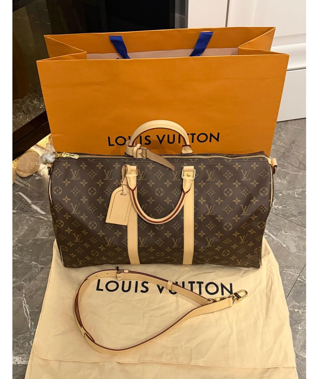 LOUIS VUITTON Коричневая кожаная дорожная/спортивная сумка, фото 4