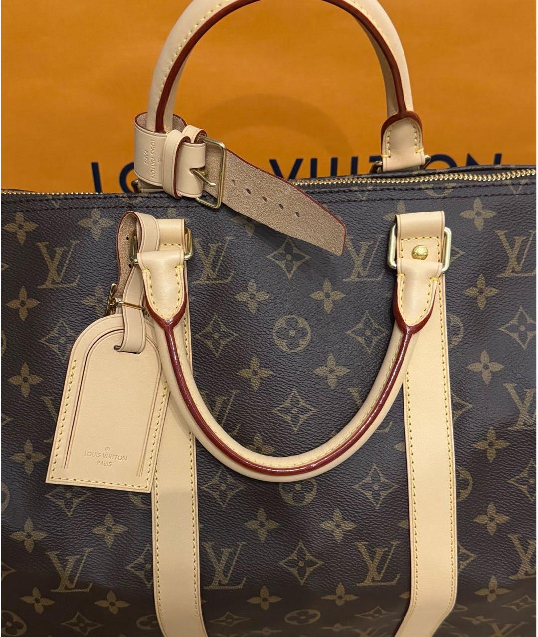 LOUIS VUITTON Коричневая кожаная дорожная/спортивная сумка, фото 8