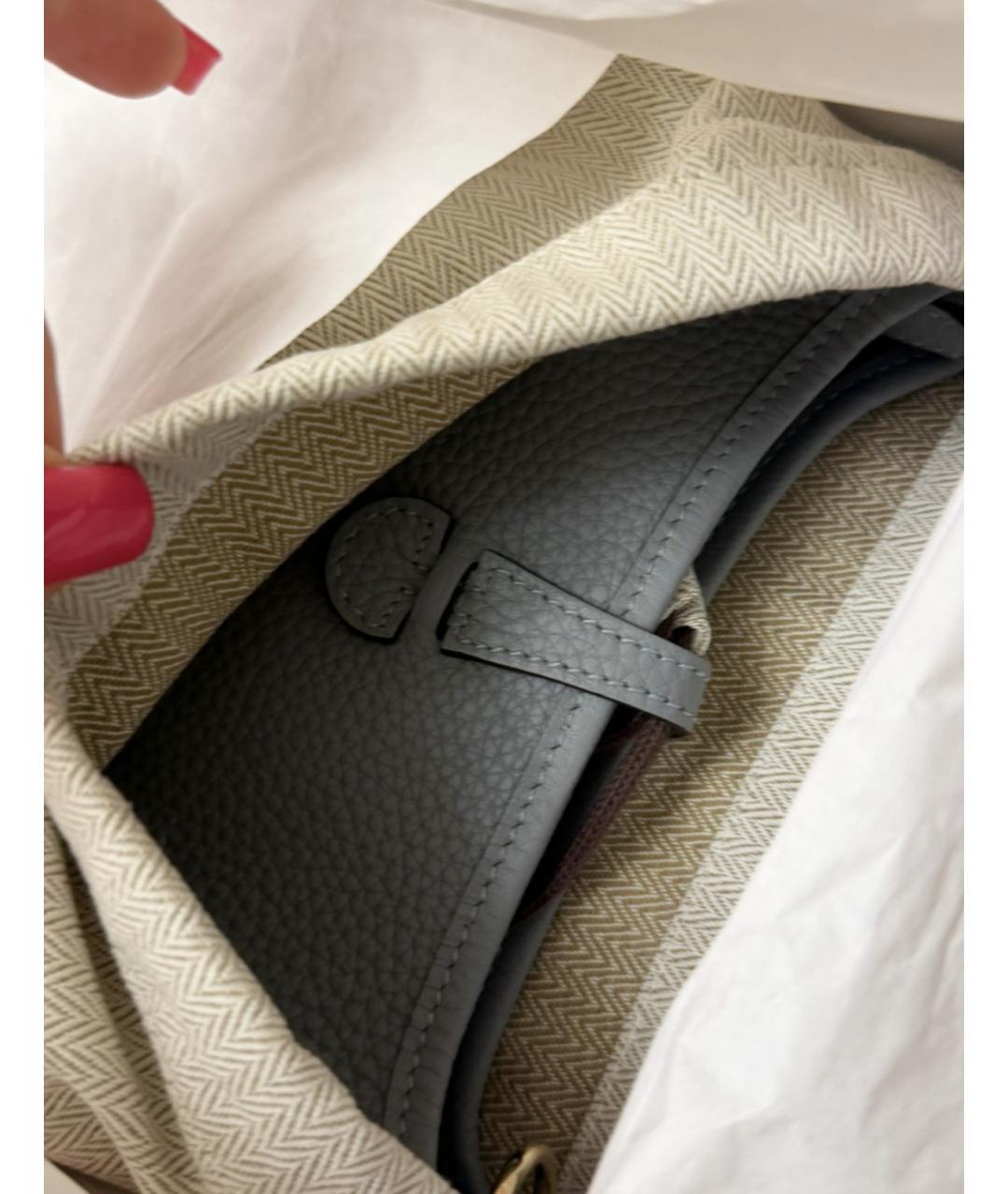 HERMES Серая кожаная сумка через плечо, фото 3