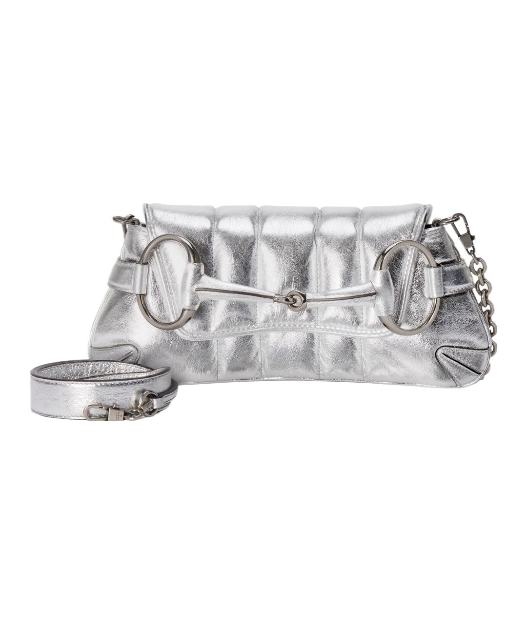 GUCCI Серебряная кожаная сумка через плечо, фото 2