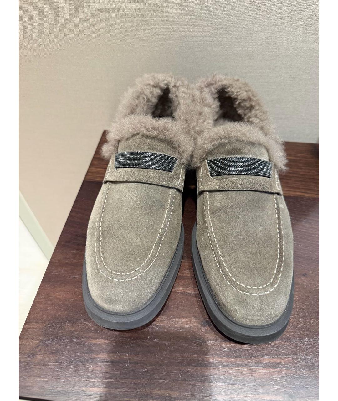 BRUNELLO CUCINELLI Коричневые замшевые лоферы, фото 2