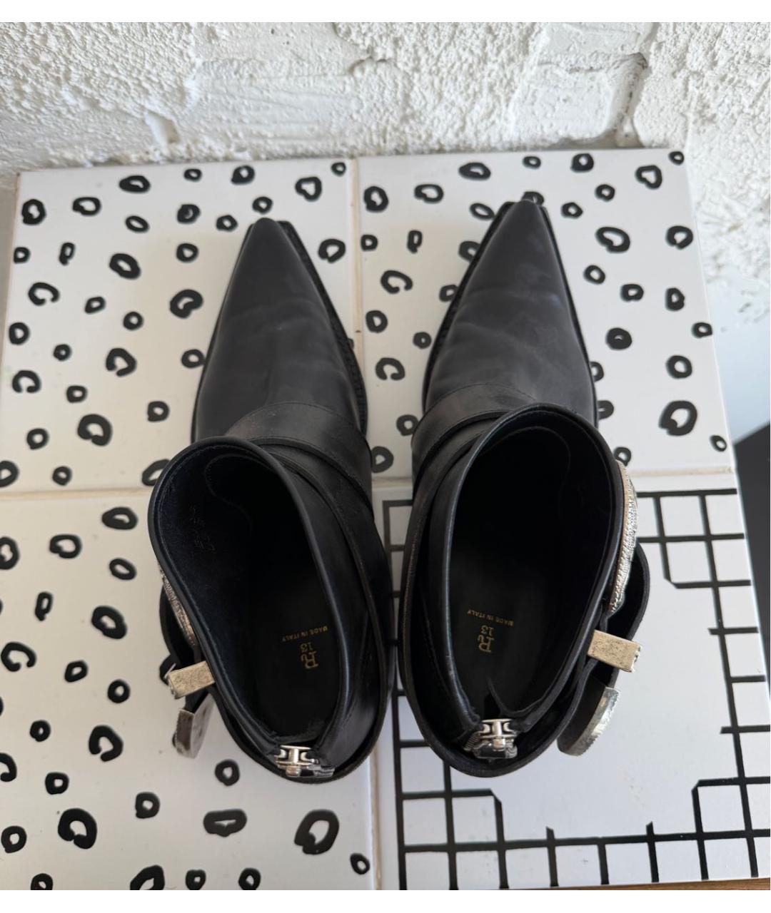 R13 Черные кожаные ботильоны, фото 3