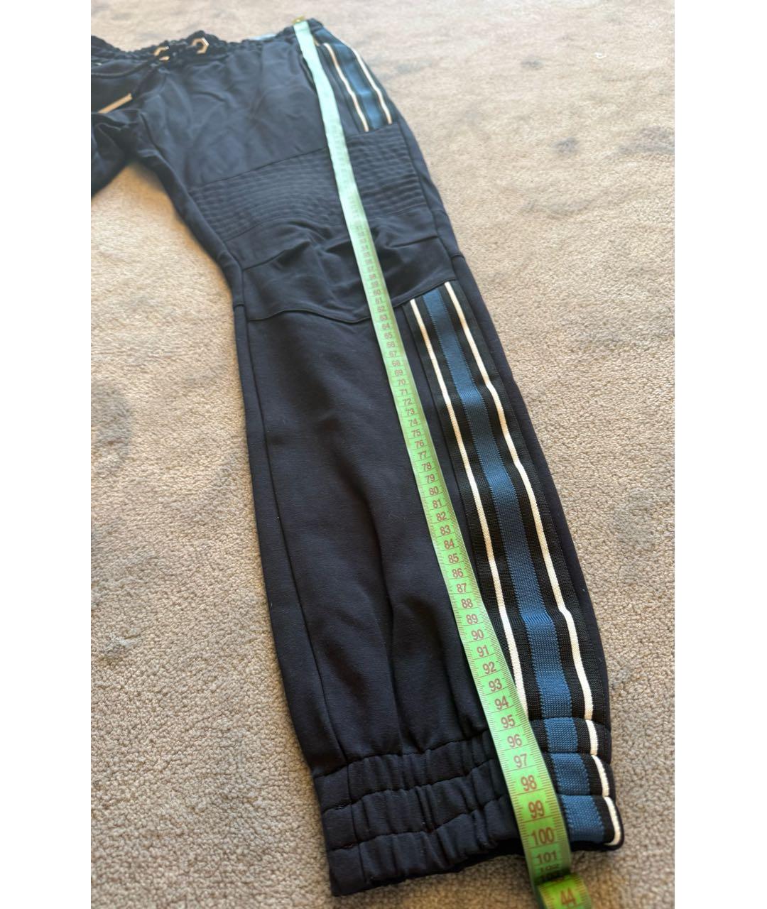 PHILIPP PLEIN Темно-синие хлопко-эластановые повседневные брюки, фото 8