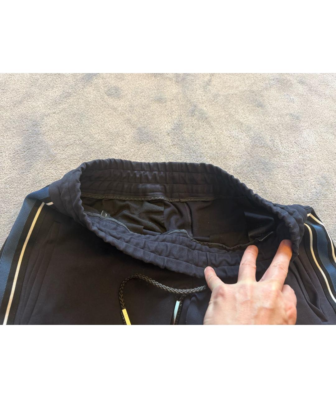 PHILIPP PLEIN Темно-синие хлопко-эластановые повседневные брюки, фото 3