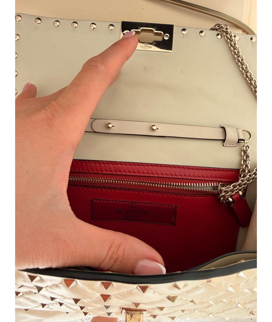 VALENTINO Белая кожаная сумка через плечо, фото 4