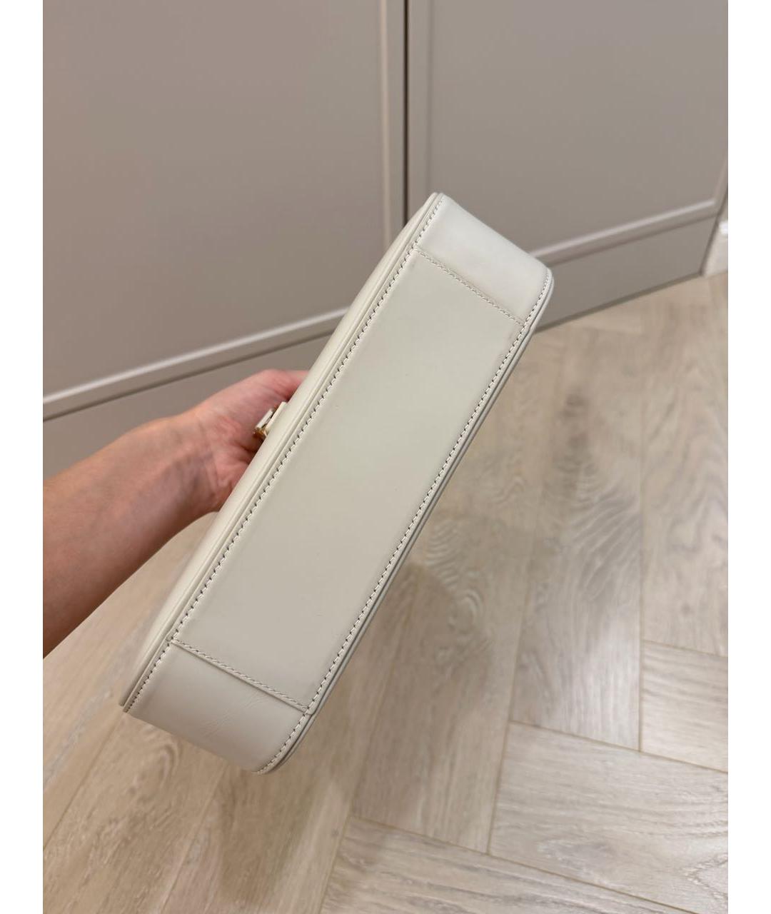 SAINT LAURENT Белая кожаная сумка с короткими ручками, фото 5