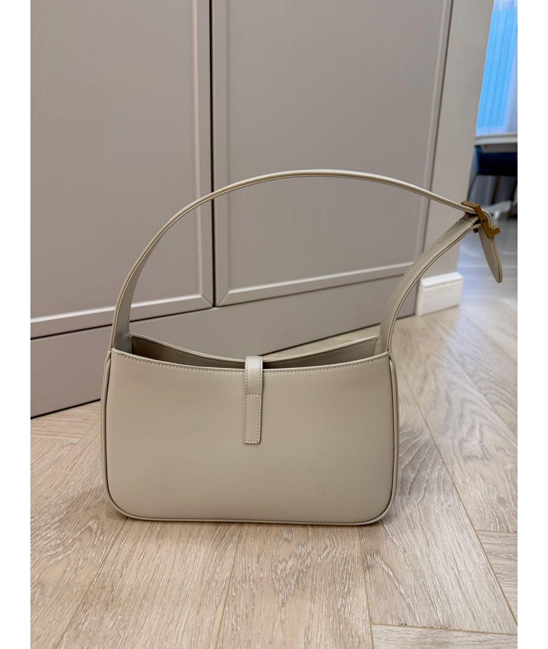 SAINT LAURENT Белая кожаная сумка с короткими ручками, фото 3