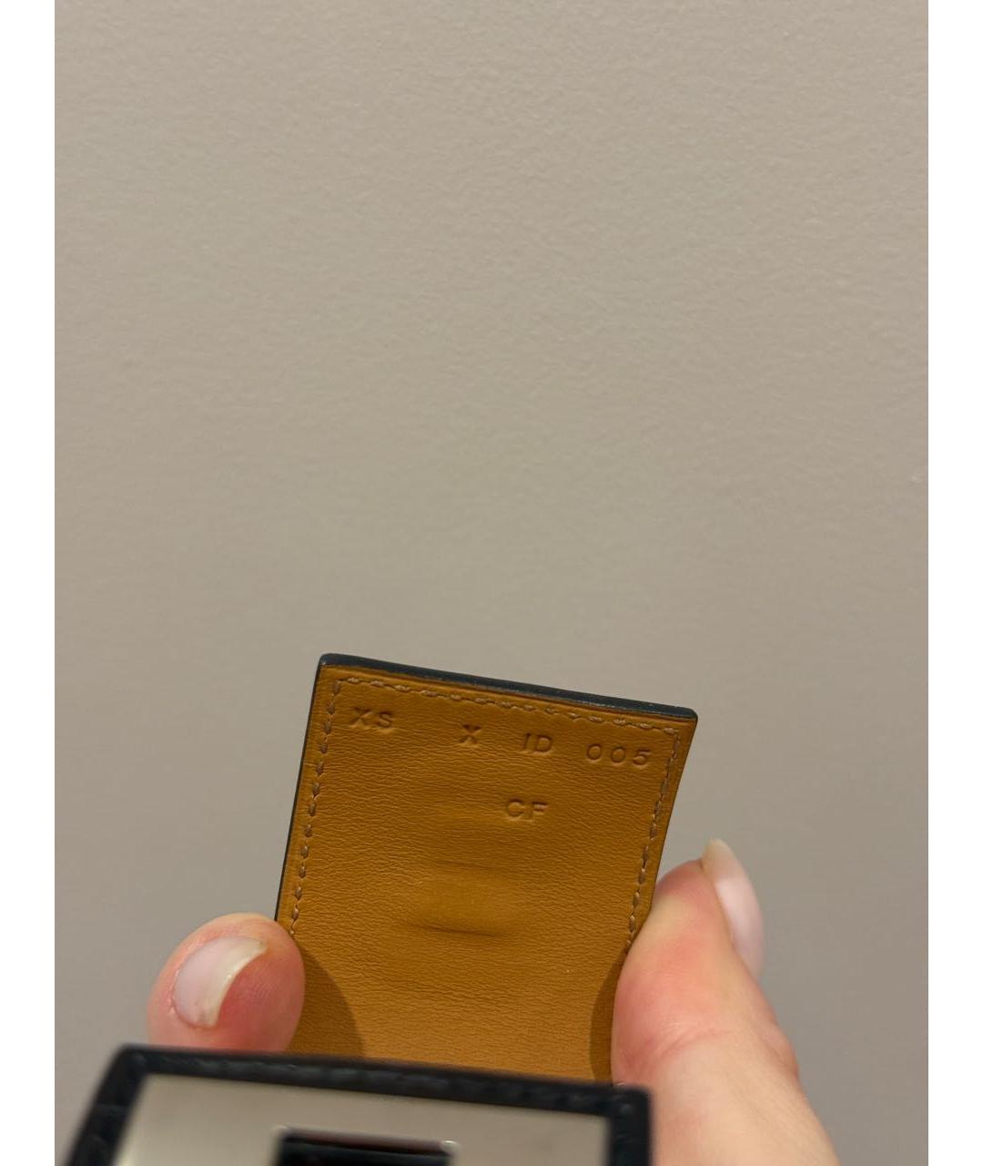 HERMES Черный кожаный браслет, фото 4