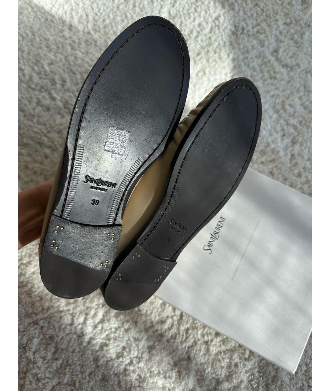 SAINT LAURENT Белые кожаные лоферы, фото 8