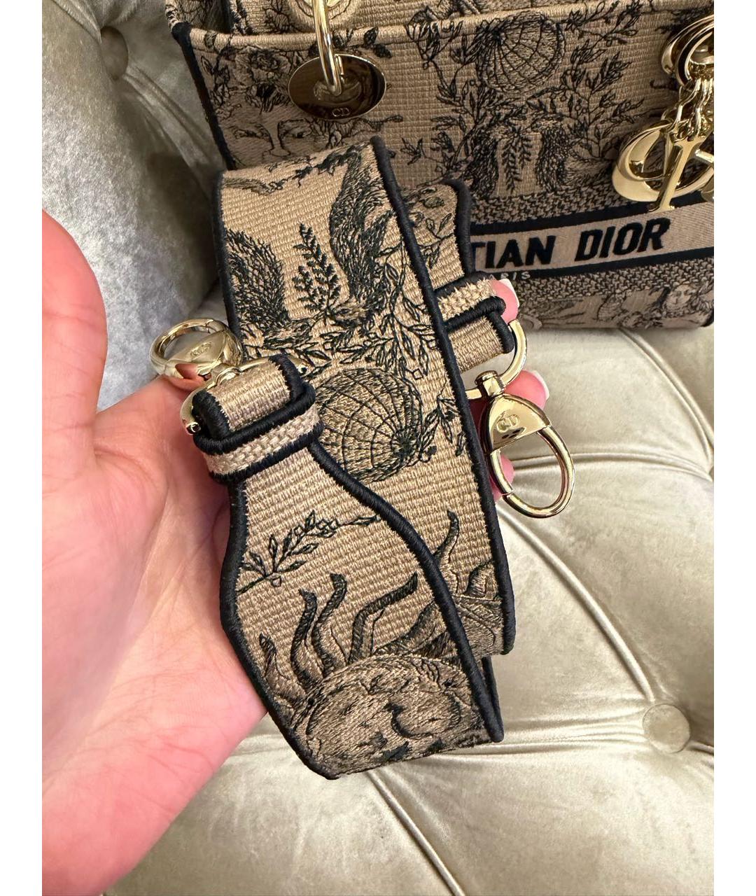 CHRISTIAN DIOR Бежевая тканевая сумка с короткими ручками, фото 5
