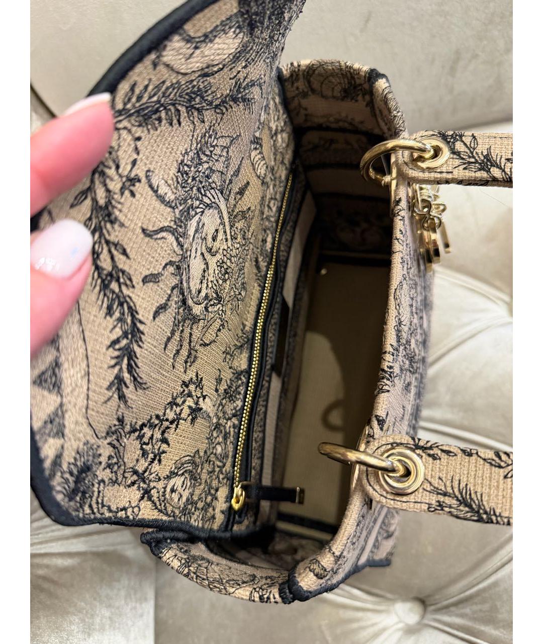 CHRISTIAN DIOR Бежевая тканевая сумка с короткими ручками, фото 4