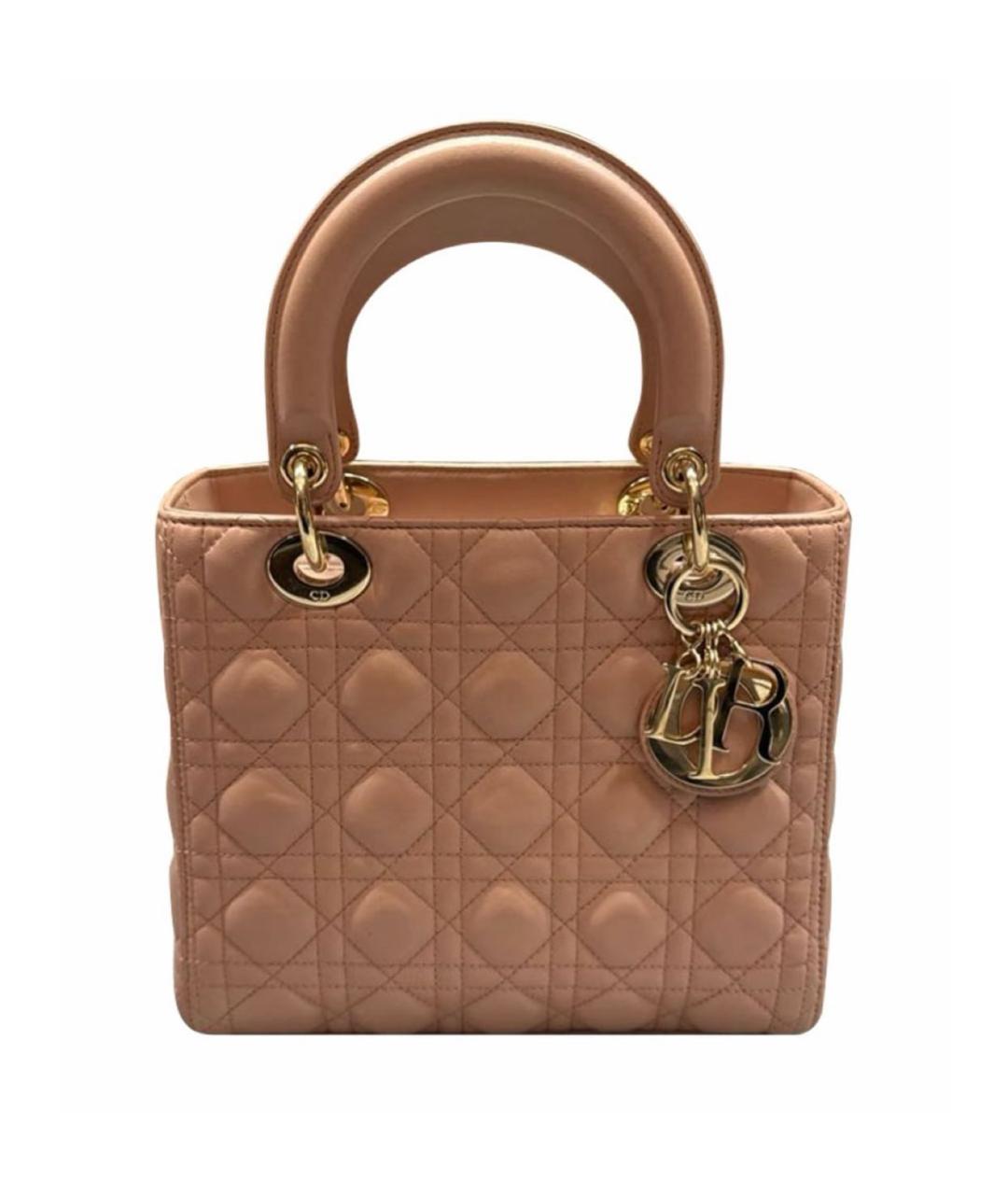 CHRISTIAN DIOR Бежевая кожаная сумка с короткими ручками, фото 9