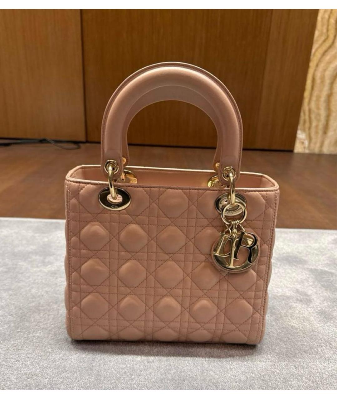 CHRISTIAN DIOR Бежевая кожаная сумка с короткими ручками, фото 8