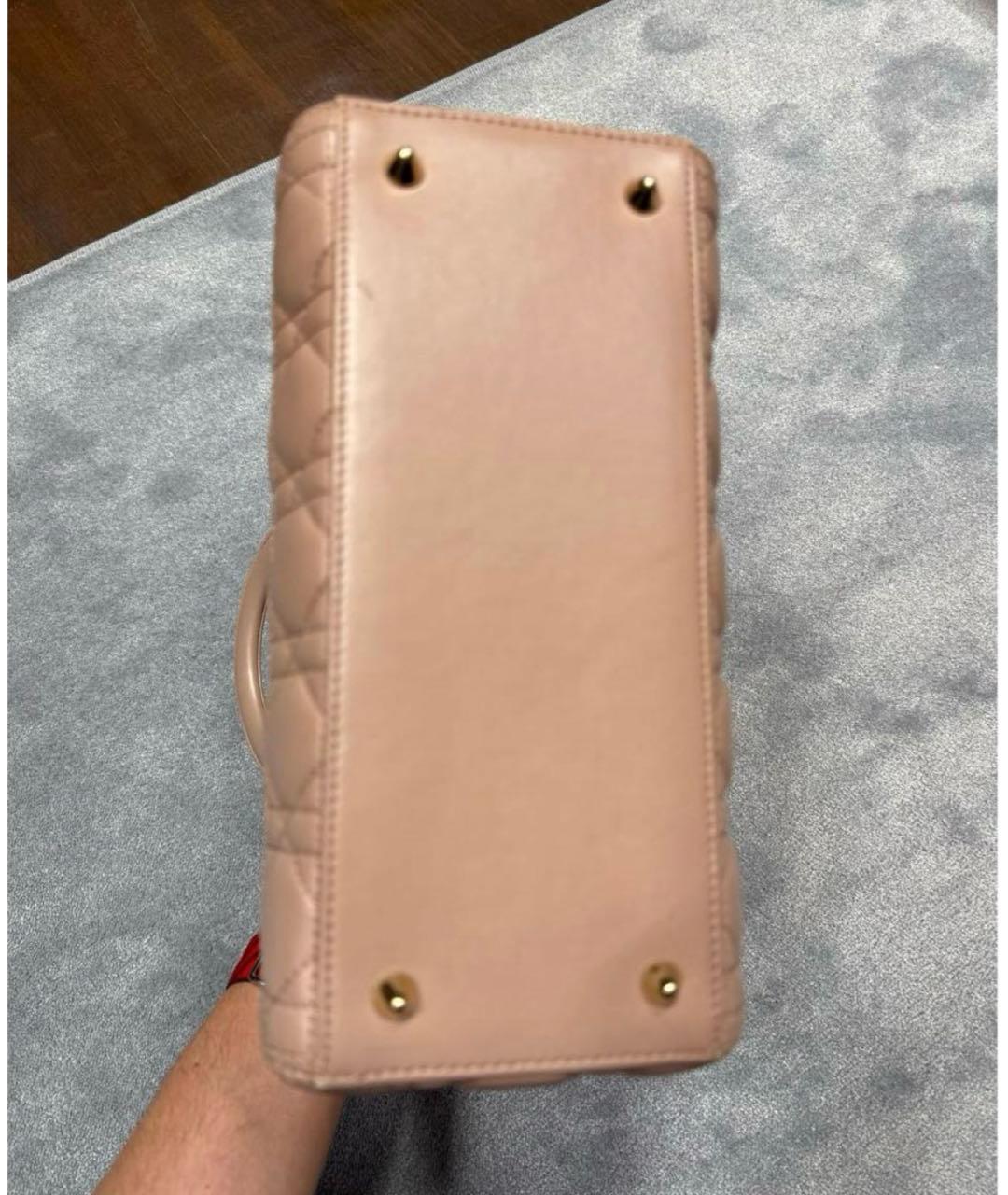 CHRISTIAN DIOR Бежевая кожаная сумка с короткими ручками, фото 7
