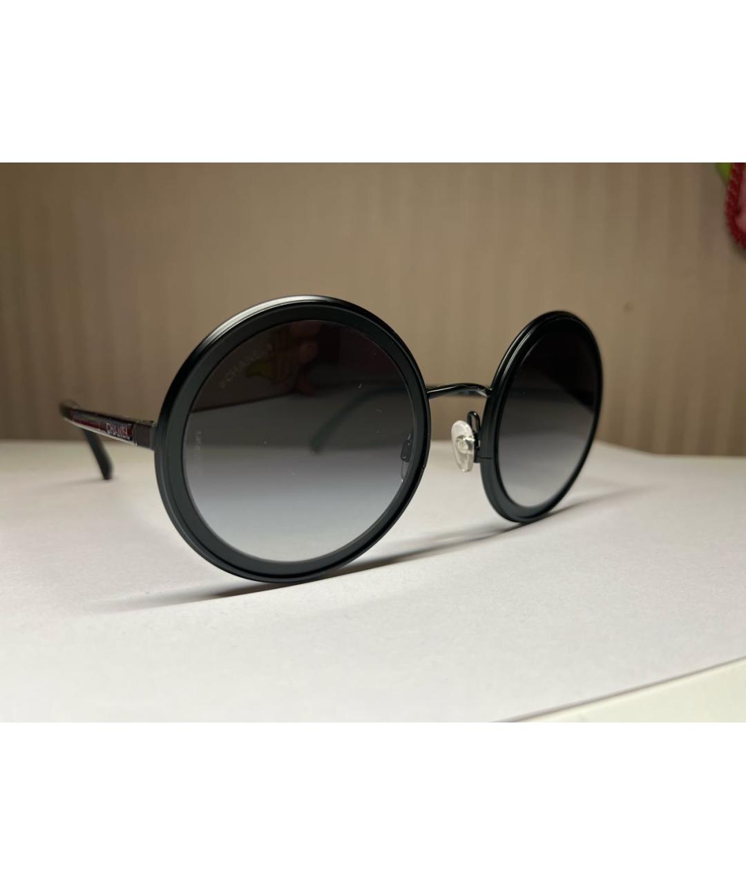 CHANEL Черные металлические солнцезащитные очки, фото 2