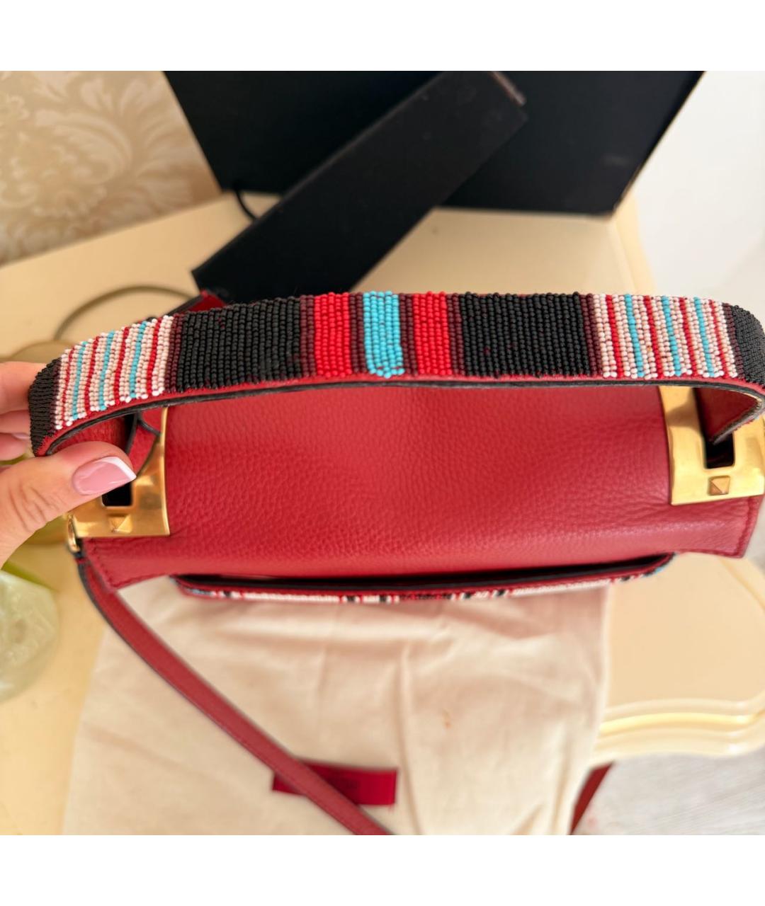 VALENTINO Красная кожаная сумка через плечо, фото 6