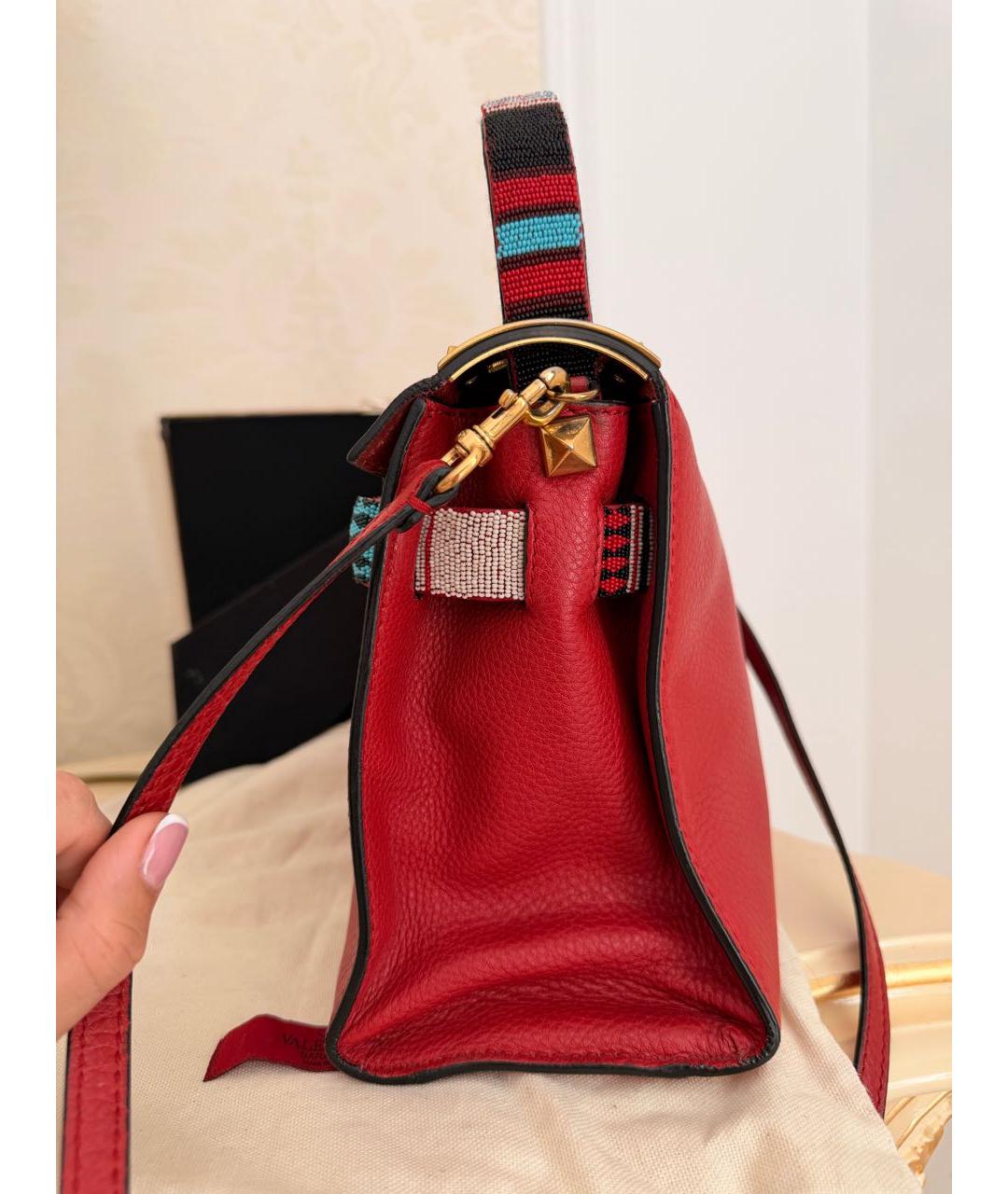 VALENTINO Красная кожаная сумка через плечо, фото 7