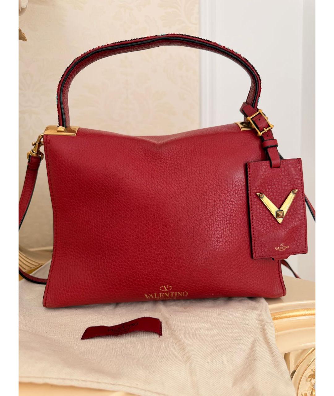 VALENTINO Красная кожаная сумка через плечо, фото 3