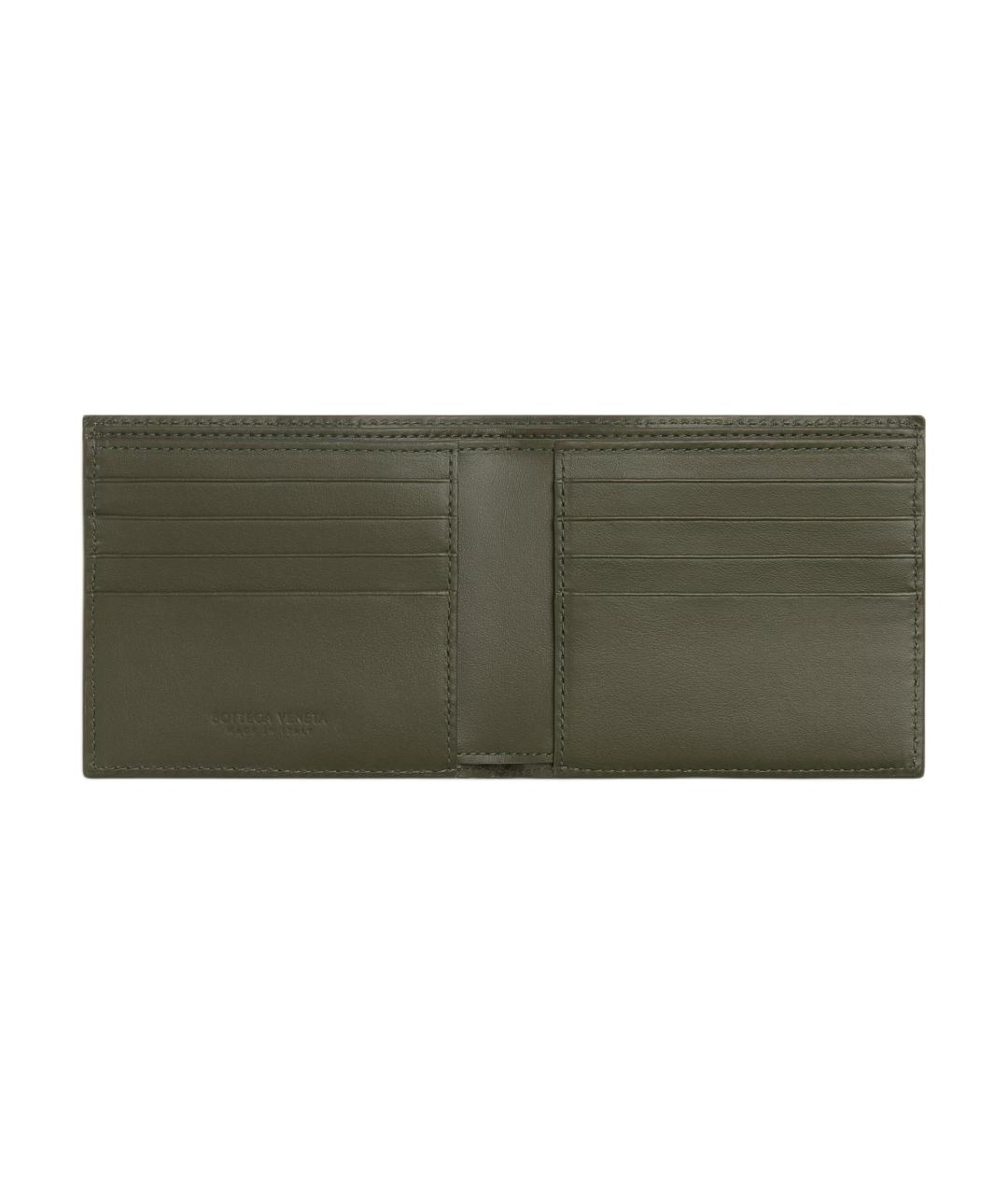 BOTTEGA VENETA Зеленый кожаный кошелек, фото 3