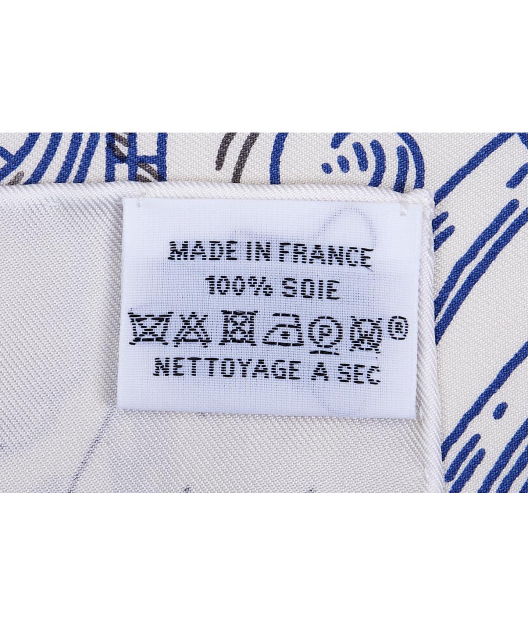 HERMES Белый шелковый платок, фото 2