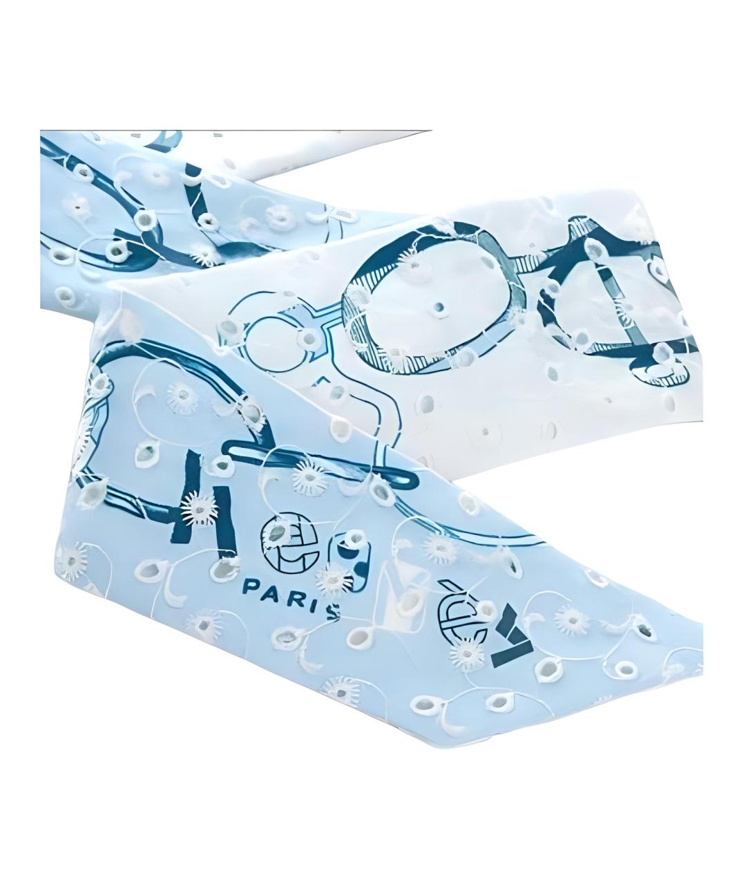 HERMES Голубой шелковый шарф, фото 3