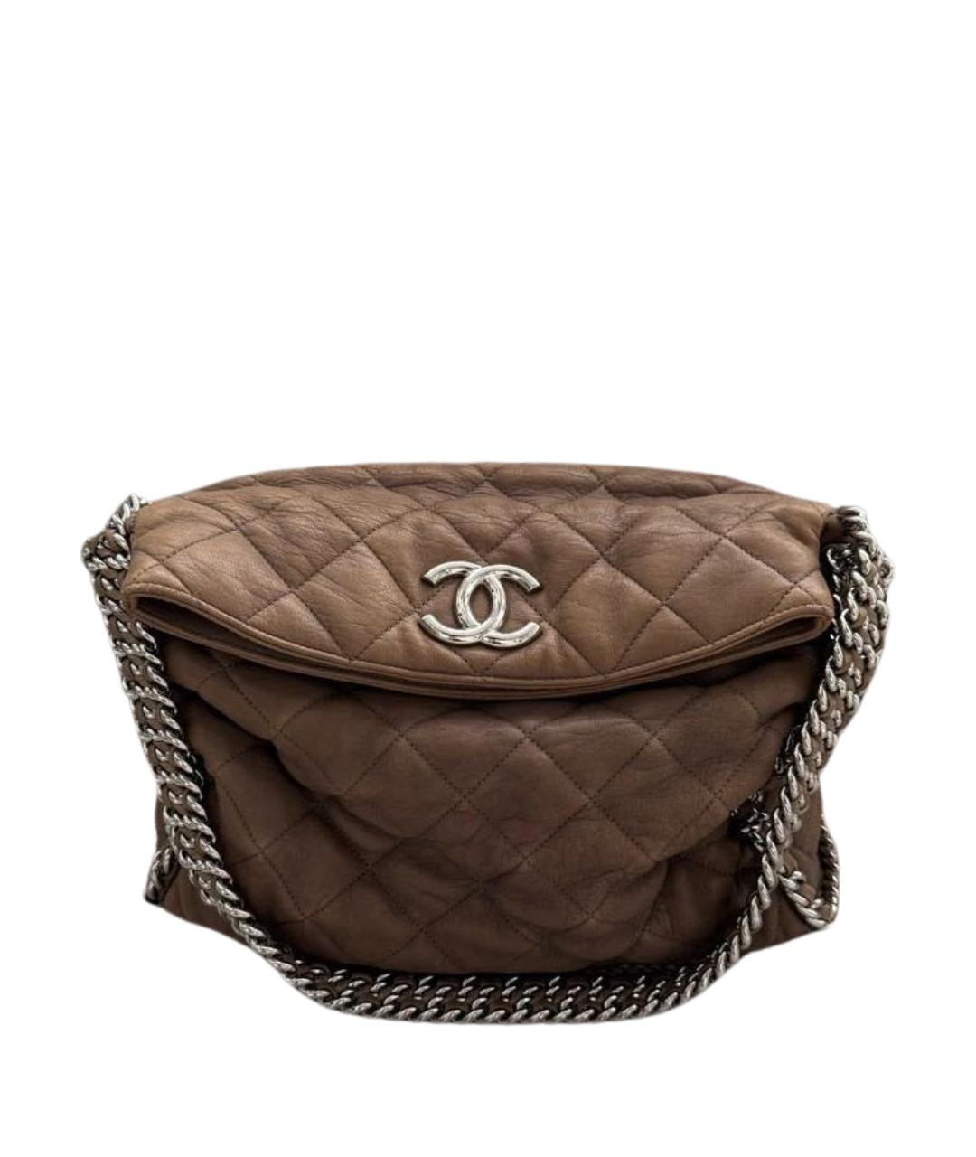 CHANEL Бежевая кожаная сумка через плечо, фото 1