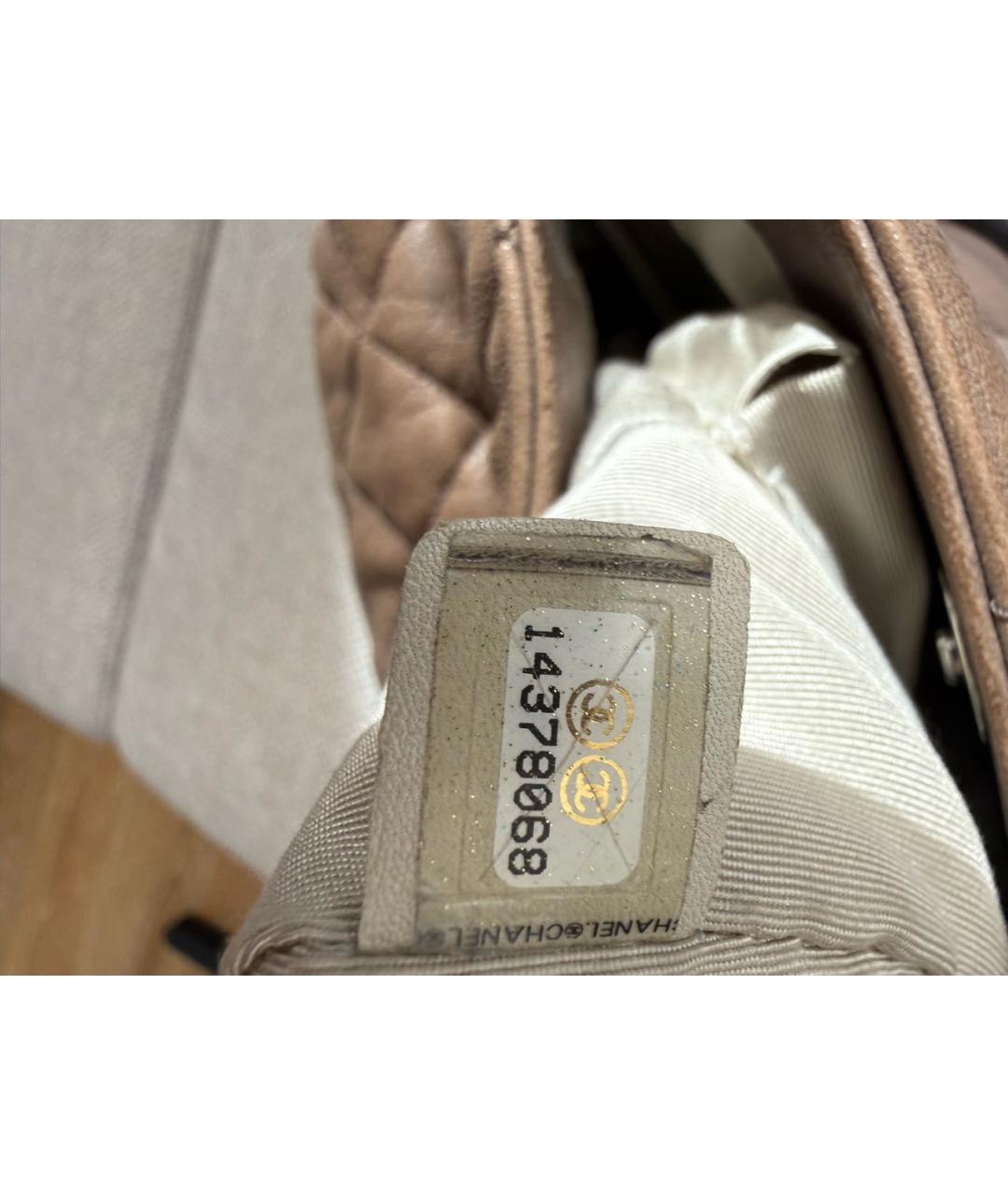 CHANEL Бежевая кожаная сумка через плечо, фото 5