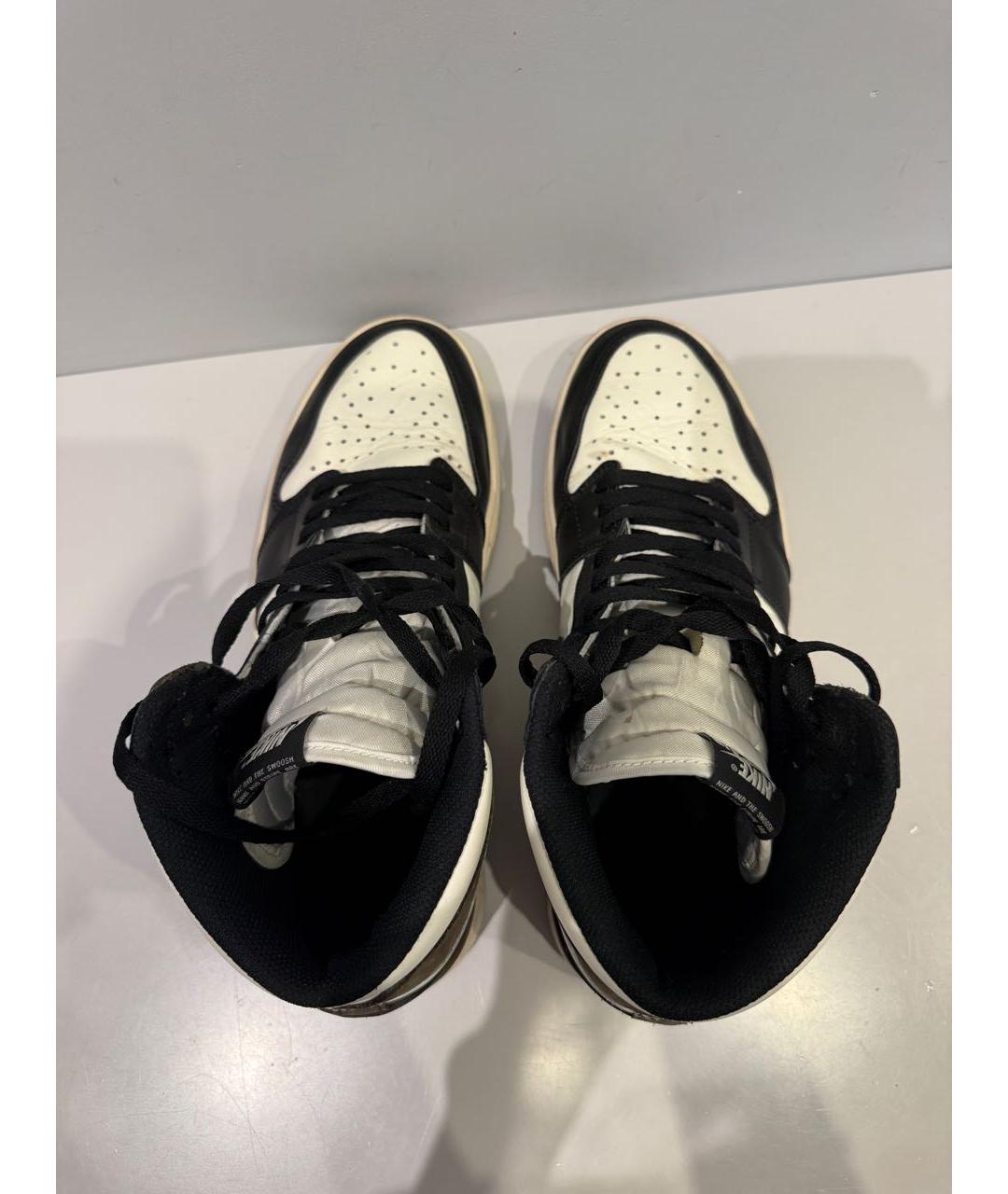 NIKE Коричневые кожаные высокие кроссовки / кеды, фото 3