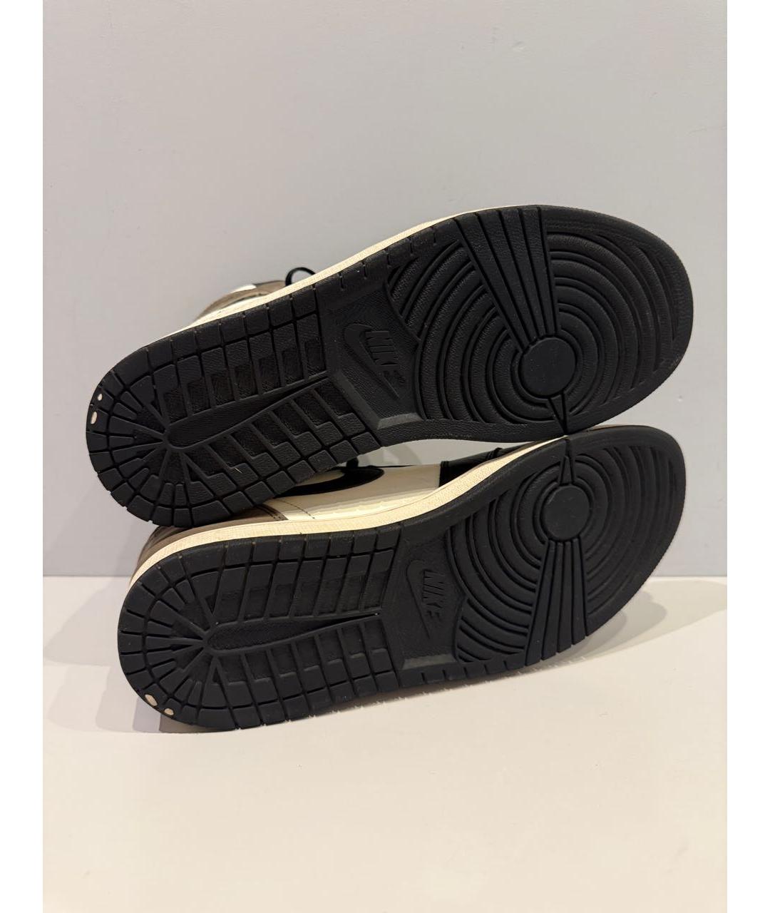 NIKE Коричневые кожаные высокие кроссовки / кеды, фото 5