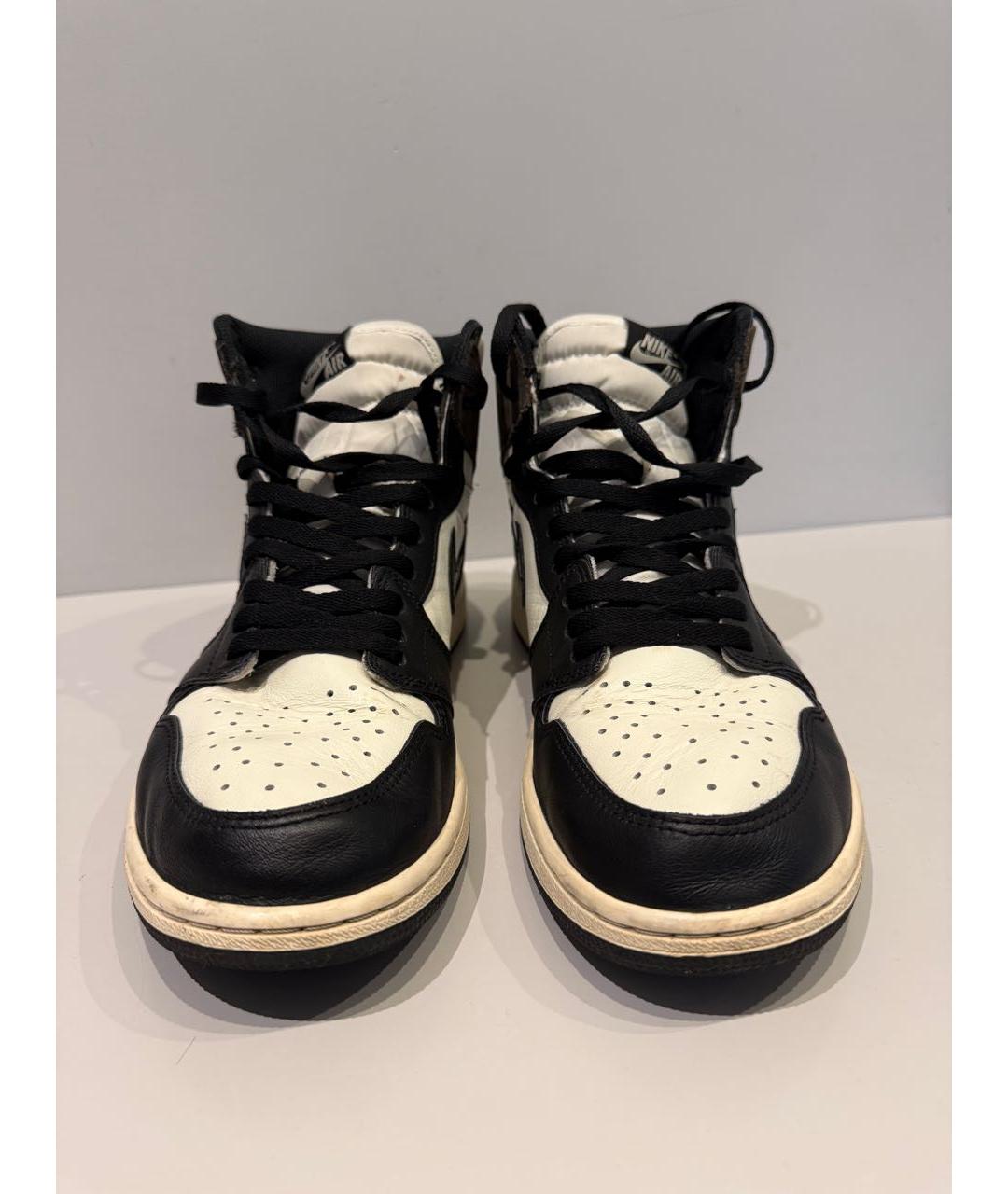 NIKE Коричневые кожаные высокие кроссовки / кеды, фото 2