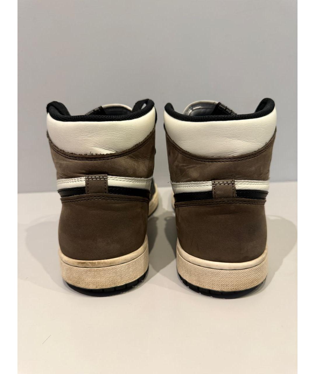 NIKE Коричневые кожаные высокие кроссовки / кеды, фото 4