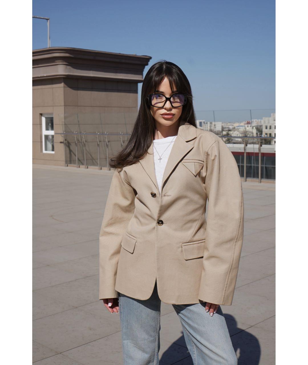 BOTTEGA VENETA Бежевый хлопковый жакет/пиджак, фото 6