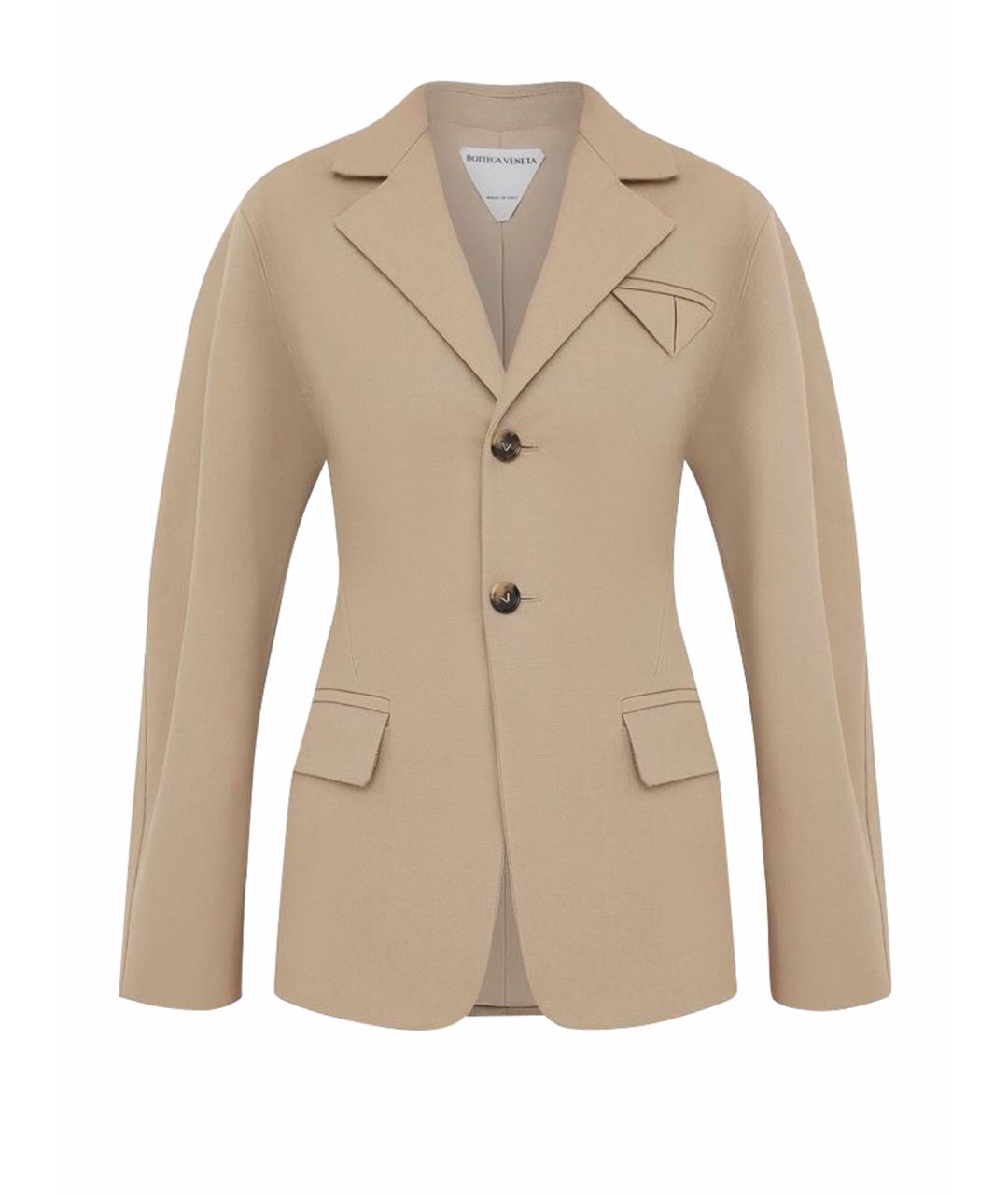 BOTTEGA VENETA Бежевый хлопковый жакет/пиджак, фото 7