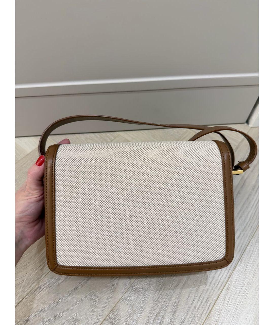 SAINT LAURENT Коричневая кожаная сумка через плечо, фото 3