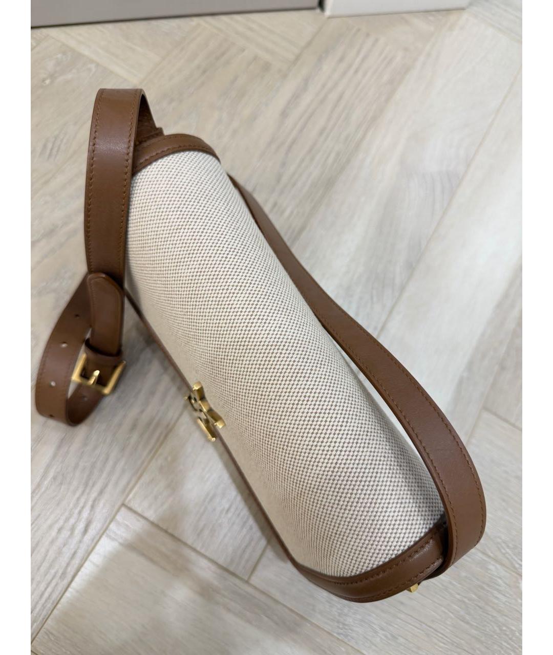 SAINT LAURENT Коричневая кожаная сумка через плечо, фото 6