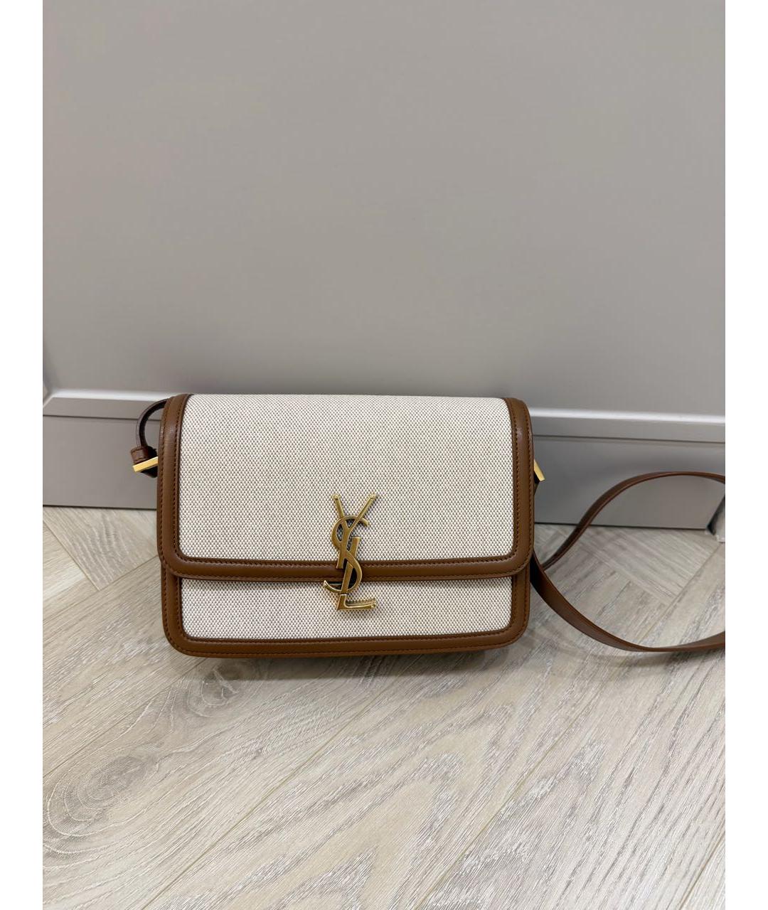 SAINT LAURENT Коричневая кожаная сумка через плечо, фото 9