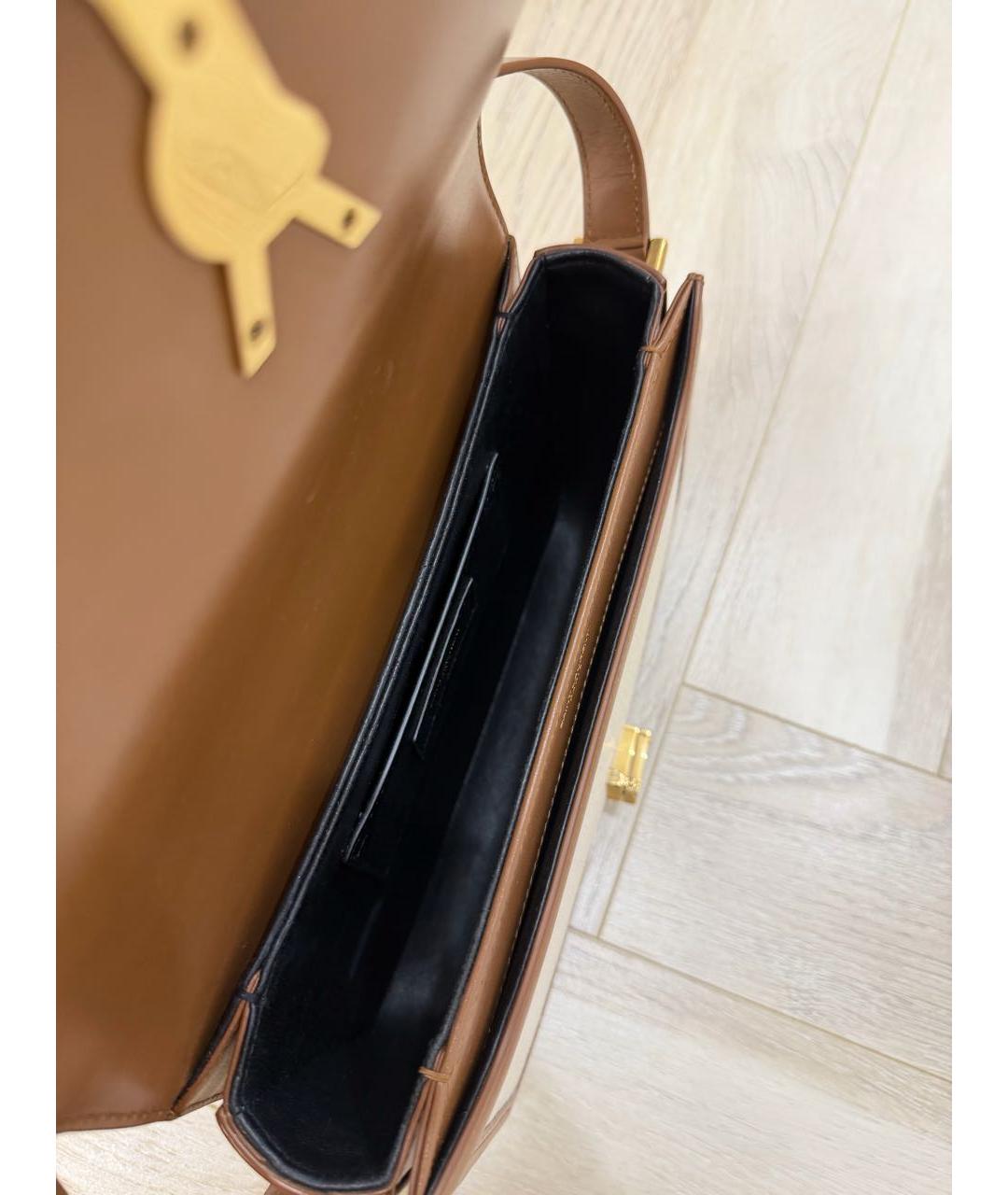 SAINT LAURENT Коричневая кожаная сумка через плечо, фото 4