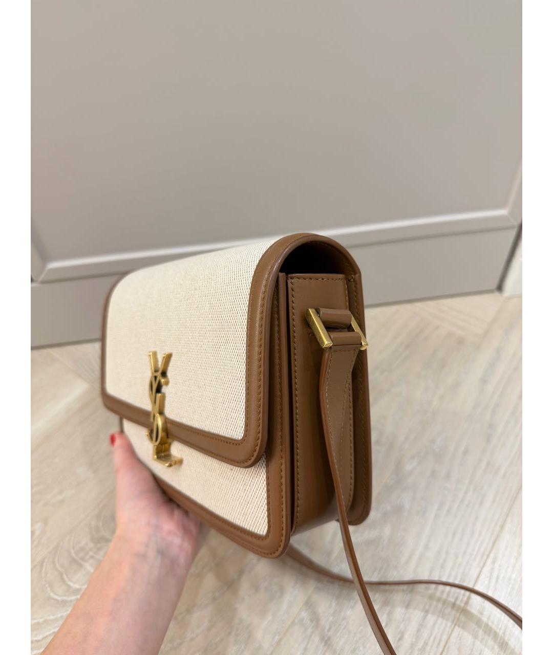 SAINT LAURENT Коричневая кожаная сумка через плечо, фото 2