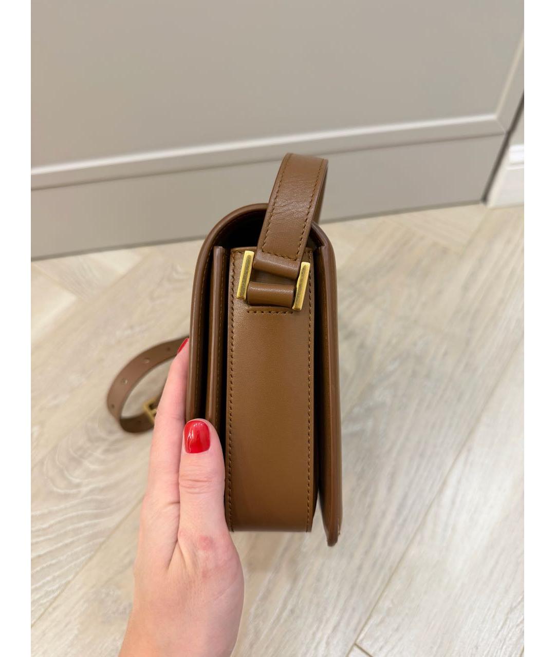 SAINT LAURENT Коричневая кожаная сумка через плечо, фото 5