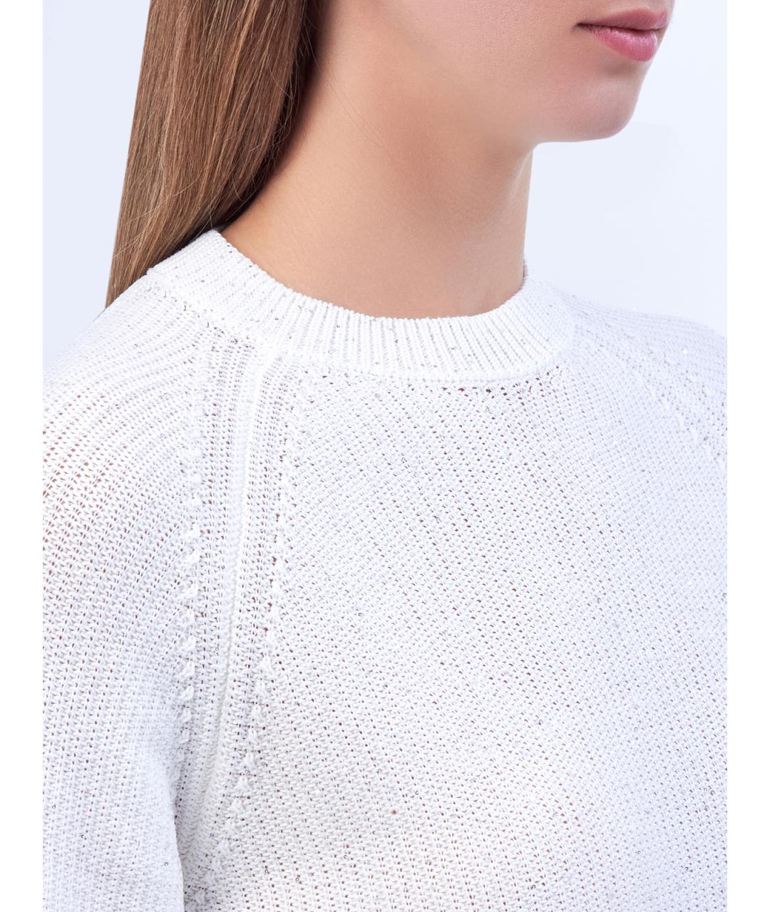 PESERICO Белый хлопковый джемпер / свитер, фото 5