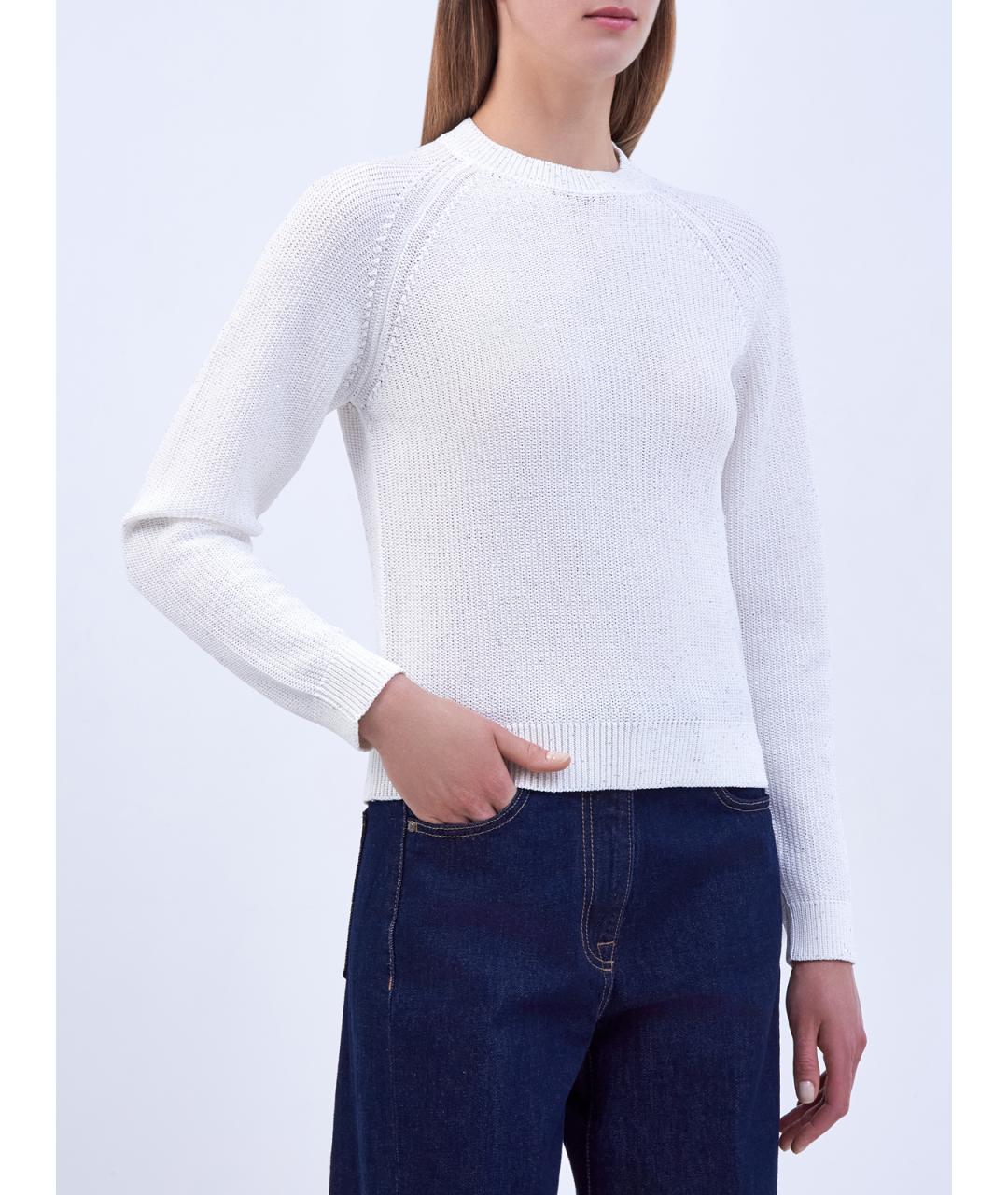 PESERICO Белый хлопковый джемпер / свитер, фото 3