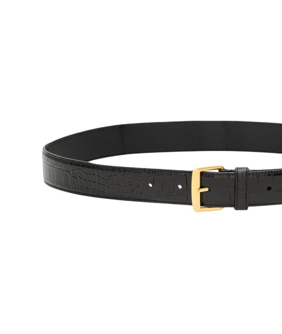 SAINT LAURENT Черный кожаный ремень, фото 2