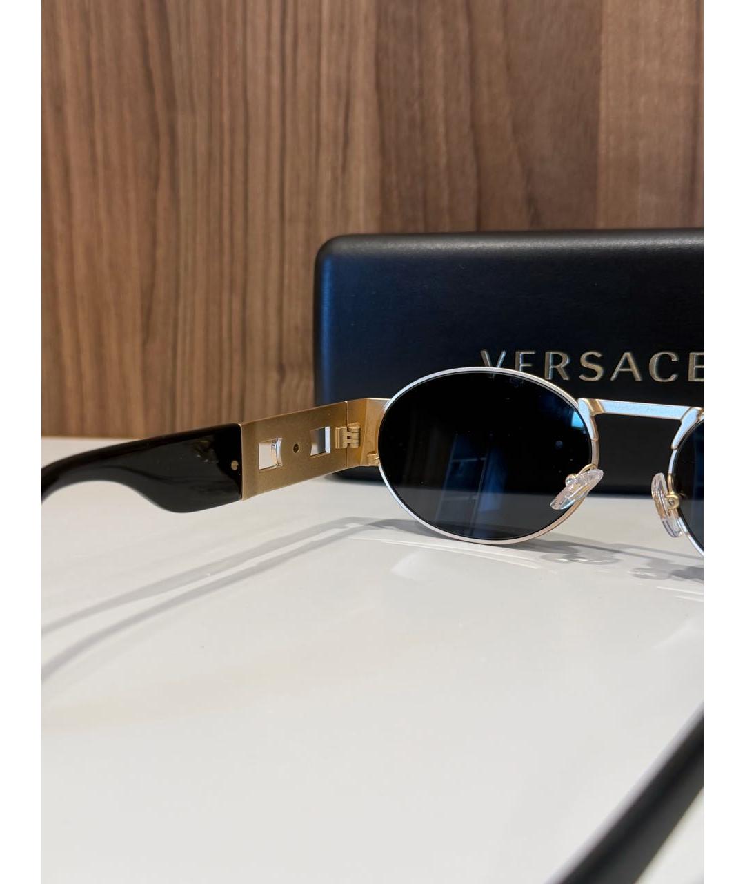 VERSACE Бежевые металлические солнцезащитные очки, фото 4