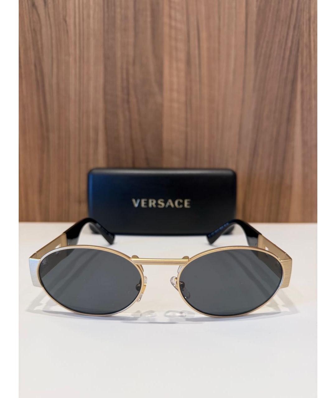 VERSACE Бежевые металлические солнцезащитные очки, фото 6