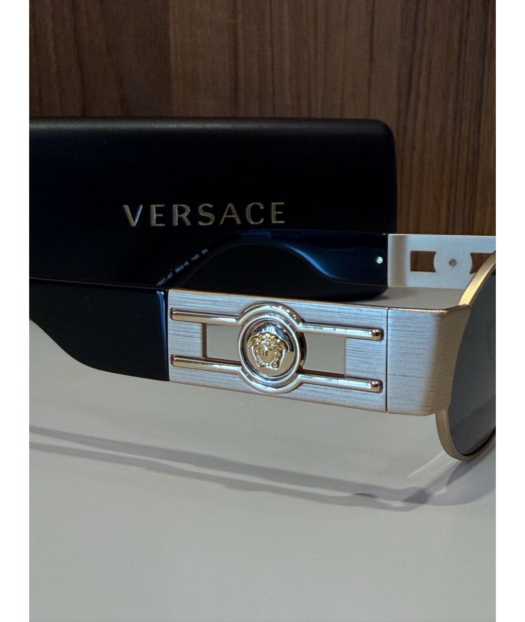 VERSACE Бежевые металлические солнцезащитные очки, фото 3